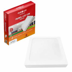 Luminária Sobrepor Led 12W 6500K Quadrado 02906 Ourolux - UN