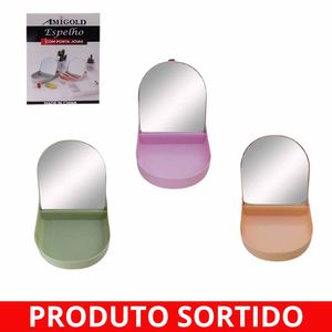 Espelho Decorativo com Moldura e Porta Jóias 5221 Amigold - UN