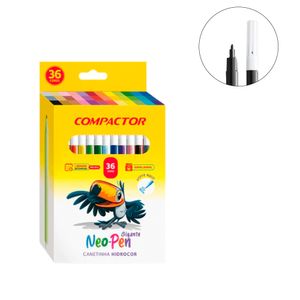 Kit Canetas Hidrocor Compactor 36 Normais + 12 Pastel