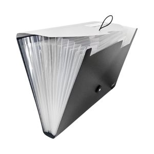 Pasta Sanfonada Plástica com 12 Divisórias A4 Cinza Preto PS1002 Brw - UN