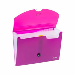 Pasta Sanfonada Plástica com 12 Divisórias A4 Pink Roxo 1003 Brw - UN