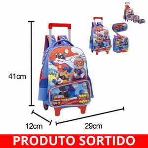 Kit Mochila Rodinhas c Lancheira Estojo Power Pets Yepp